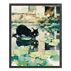 Black Cat On Lotus Leaf - 11CT Stamped Cross Stitch 40*50cm/15.75*19.69in