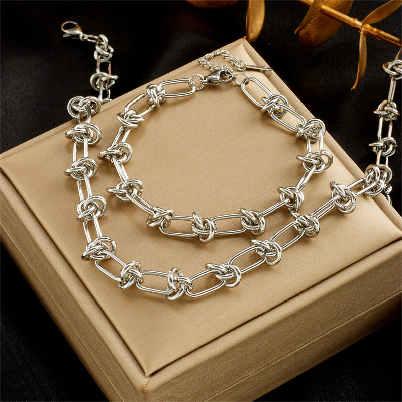 Unisex Chain Titanium Steel Electroplating Jewelry Sets