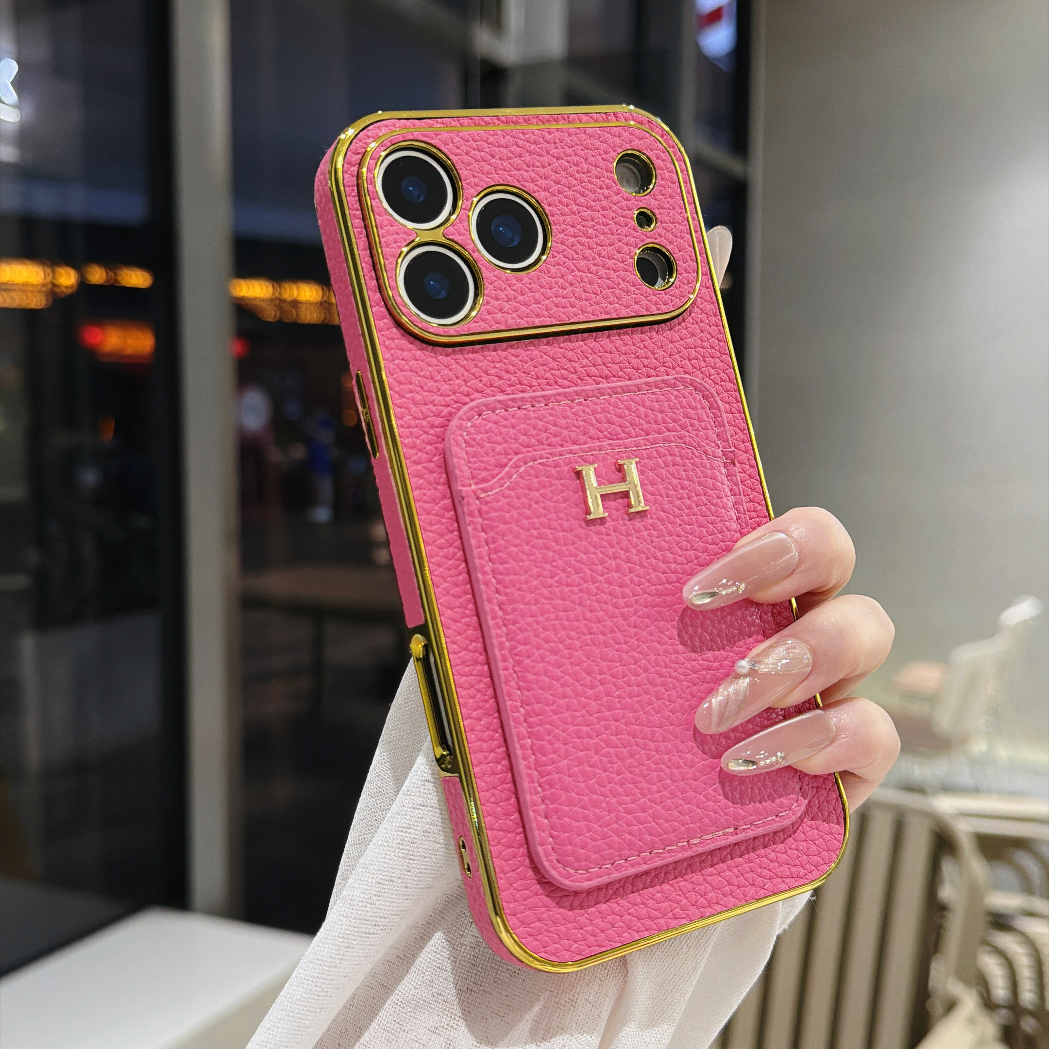 Parisian Chic Herm&egrave;s Leather Cardholder Case for iPhone 17 to 11 Series