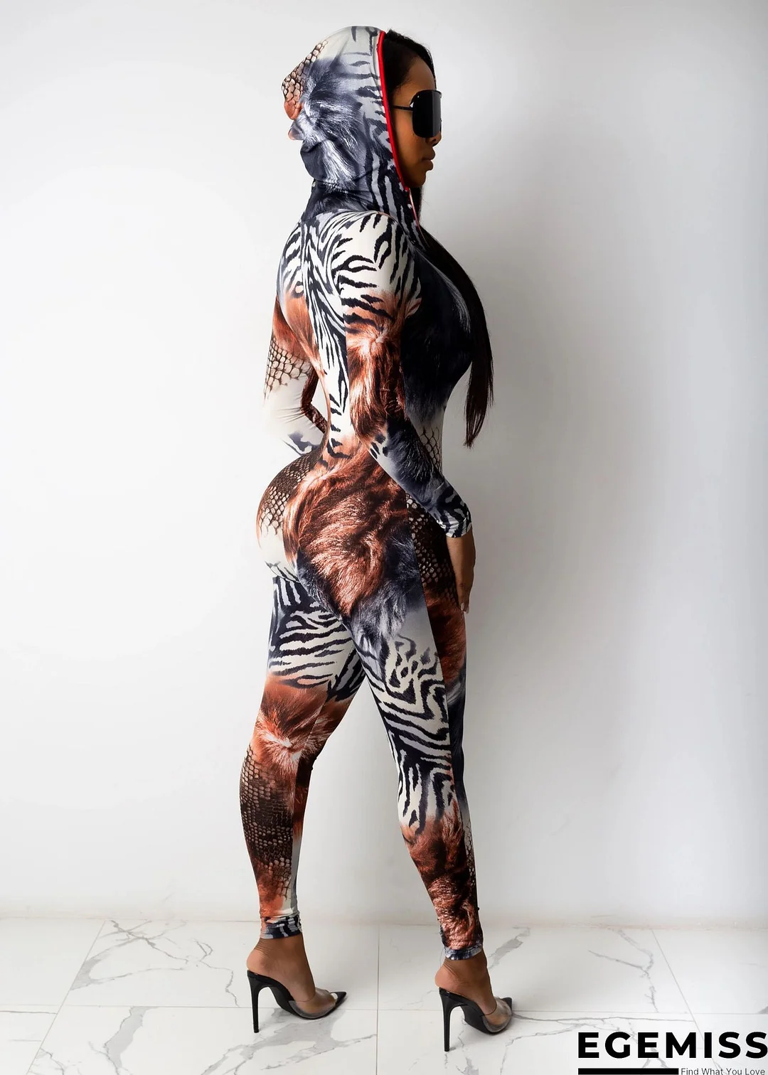 Royal Blue Fashion Sexy Patchwork Basic V Neck Skinny Jumpsuits | EGEMISS