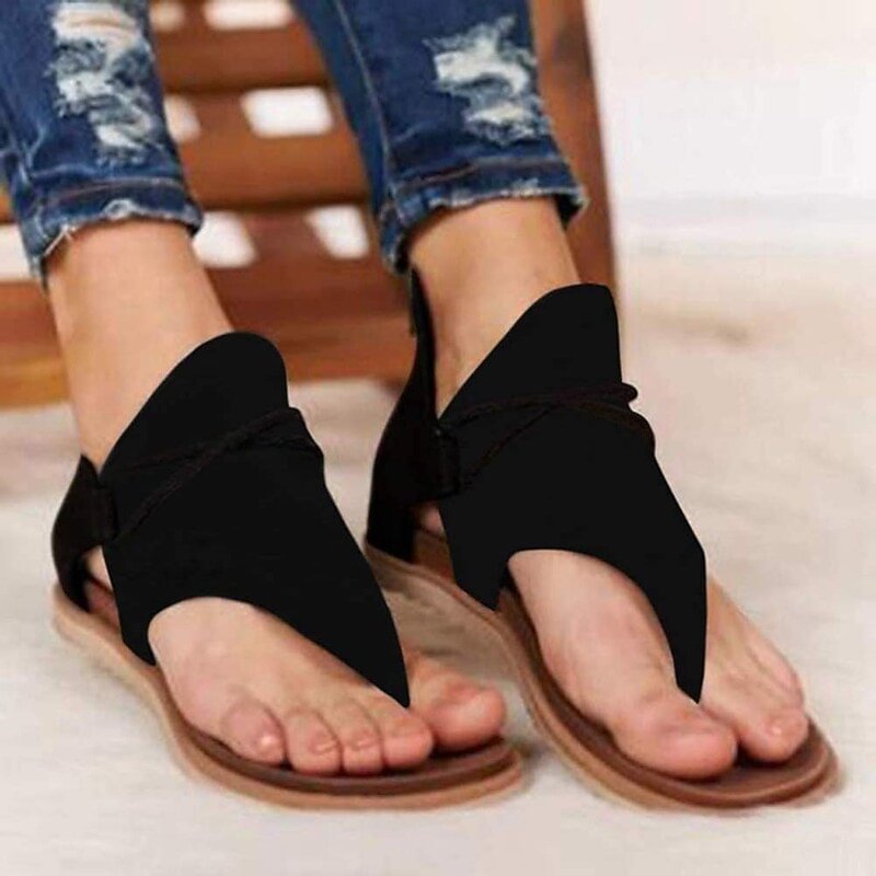 Women's Sandals Flat Sandals Sandals Boots Summer Boots Daily Summer Flat Heel Casual Canvas Loafer Solid Colored Black