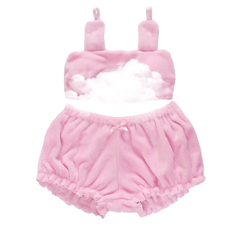 Billionm OJBK Kawaii Doggy Ear Plush Yellow Velvet Top Shorts Cute Puppy Underwear Sleepwear Women Sexy Naughty Lingerie Role Play 2022