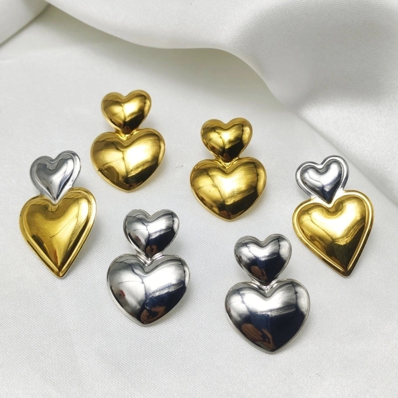 1 Pair IG Style Elegant Commute Heart Shape 304 Stainless Steel 18K Gold Plated Ear Studs