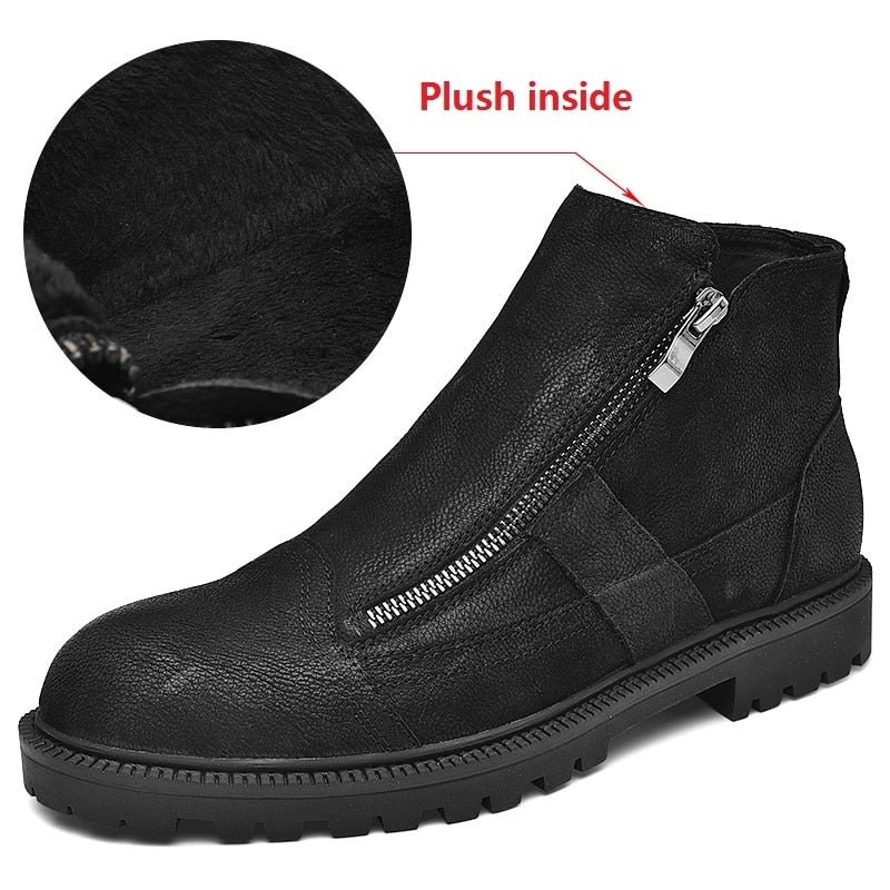 Winter Men Boots Genuine Leather Mens Casual Fahsion zip Ankle Boots Outdoor Comfortable Men cow Leather Boots For Man Shoes