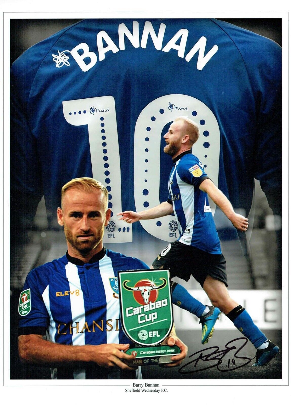 Barry BANNAN Sheffield Wednesday SWFC SIGNED 16x12 Photo Poster painting Montage A AFTAL COA