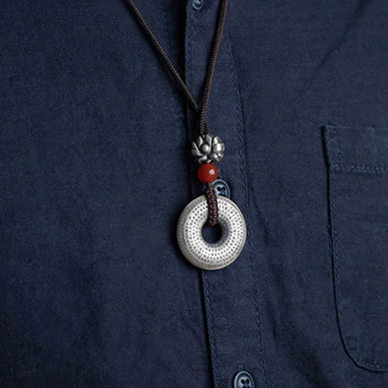 Om Mani Padme Hum Heart Sutra Lotus 999 Sterling Silver Peace Necklace