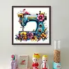 Flower Sewing Machine-Partial 11CT Stamped Cross Stitch Bead Embroidery 36*36cm tapestrymarket