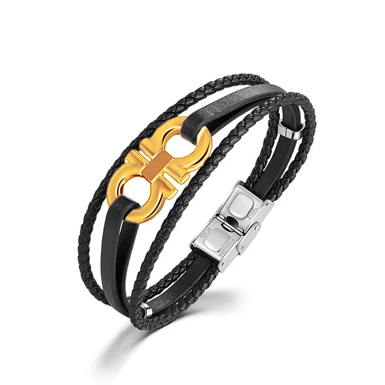 For Grandson - Grandmother And Grandson Forever Linked Together Leather Bracelet