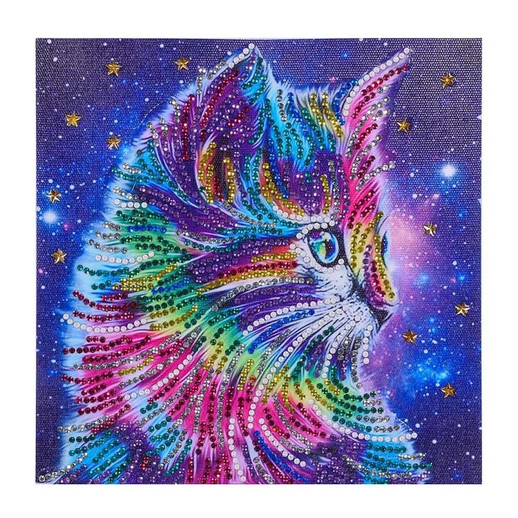 Color Cat Special Part Drill Diamond Painting 25X25CM(Canvas) gbfke