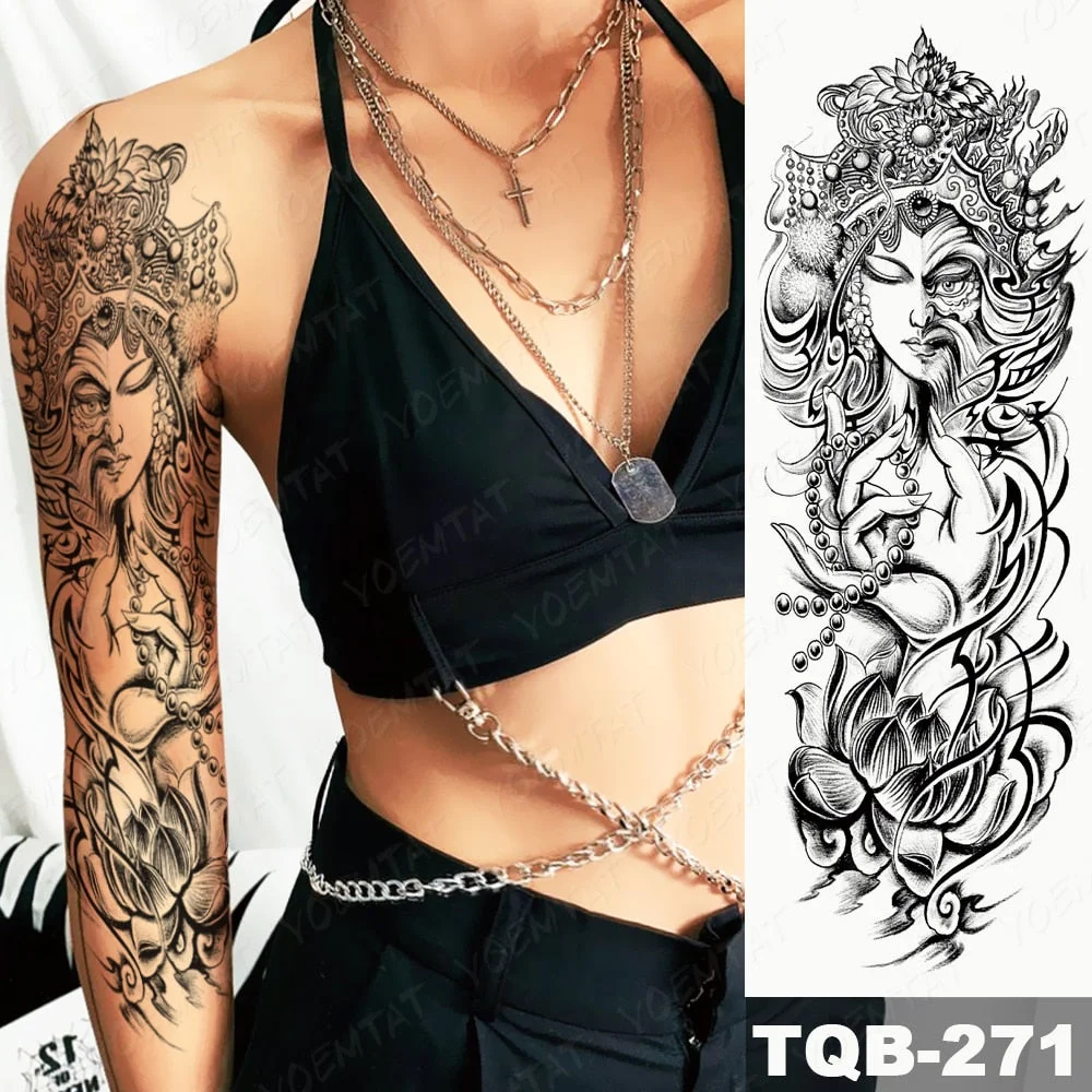 Large Full Arm Sleeve Tattoo Indian Forest Leopard Waterproof Temporary Tatoo Sticker Wild Tribe Men Women Body Art Tatto