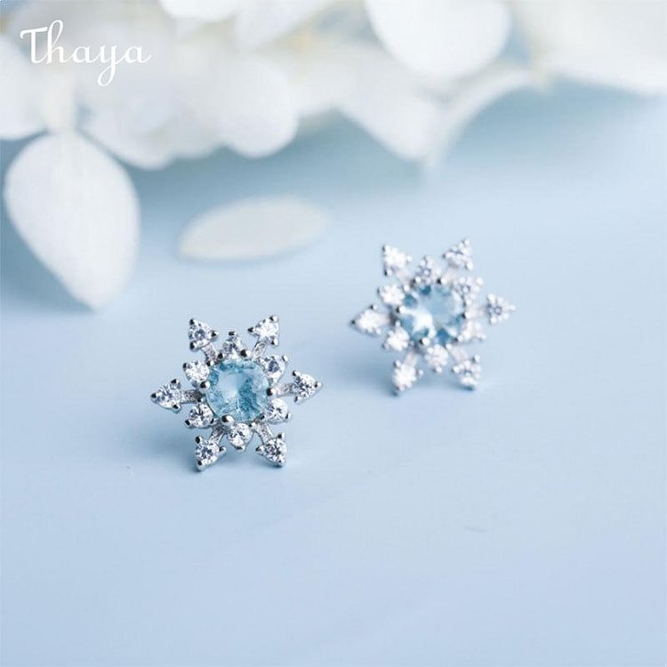 Thaya 925 Silver Snowflake Earrings