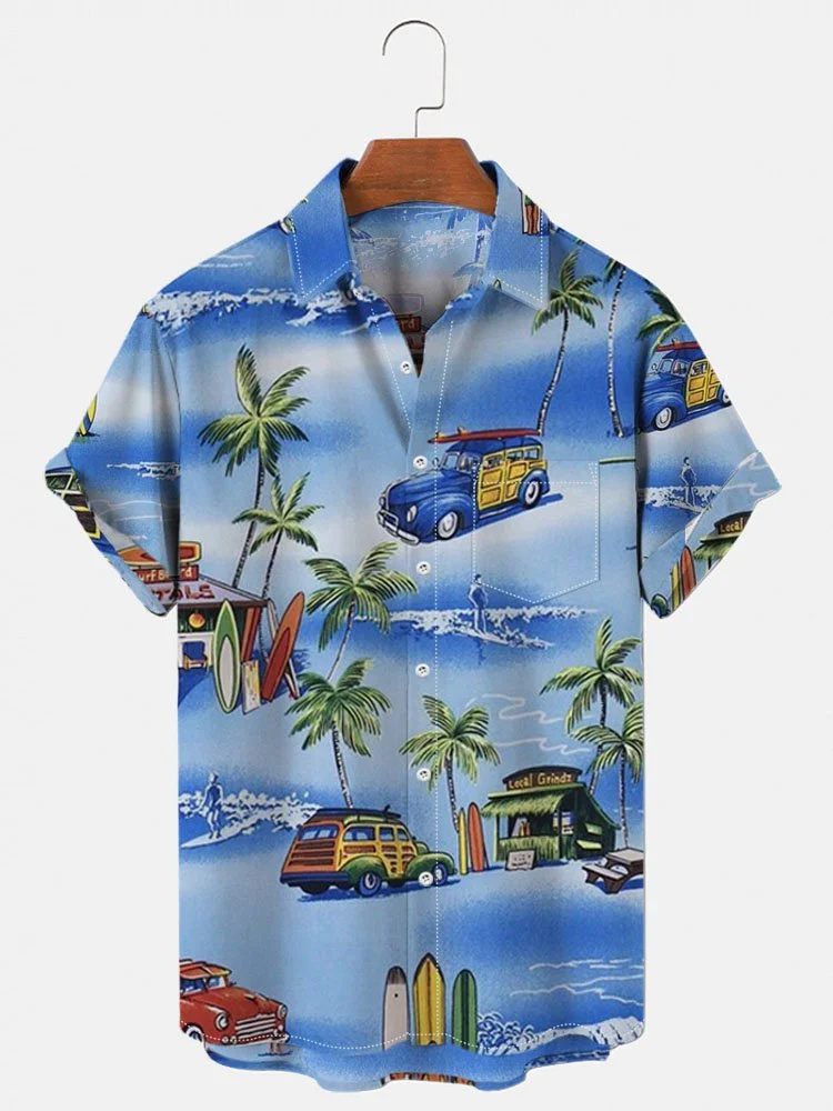 Men's Beach Surf Short Sleeve Hawaiian Shirt