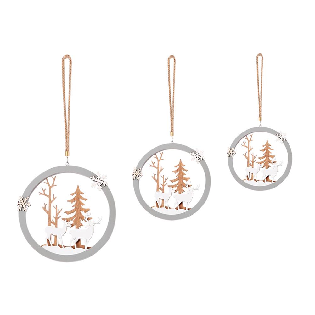 

Wood Round Ornaments Bedroom Hanging Pendant Elk Christmas Tree Decoration, 501 Original