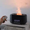 Flame Diffuser Humidifier 400ml, Fireplace Diffuser Alarm Clock with Remote Control