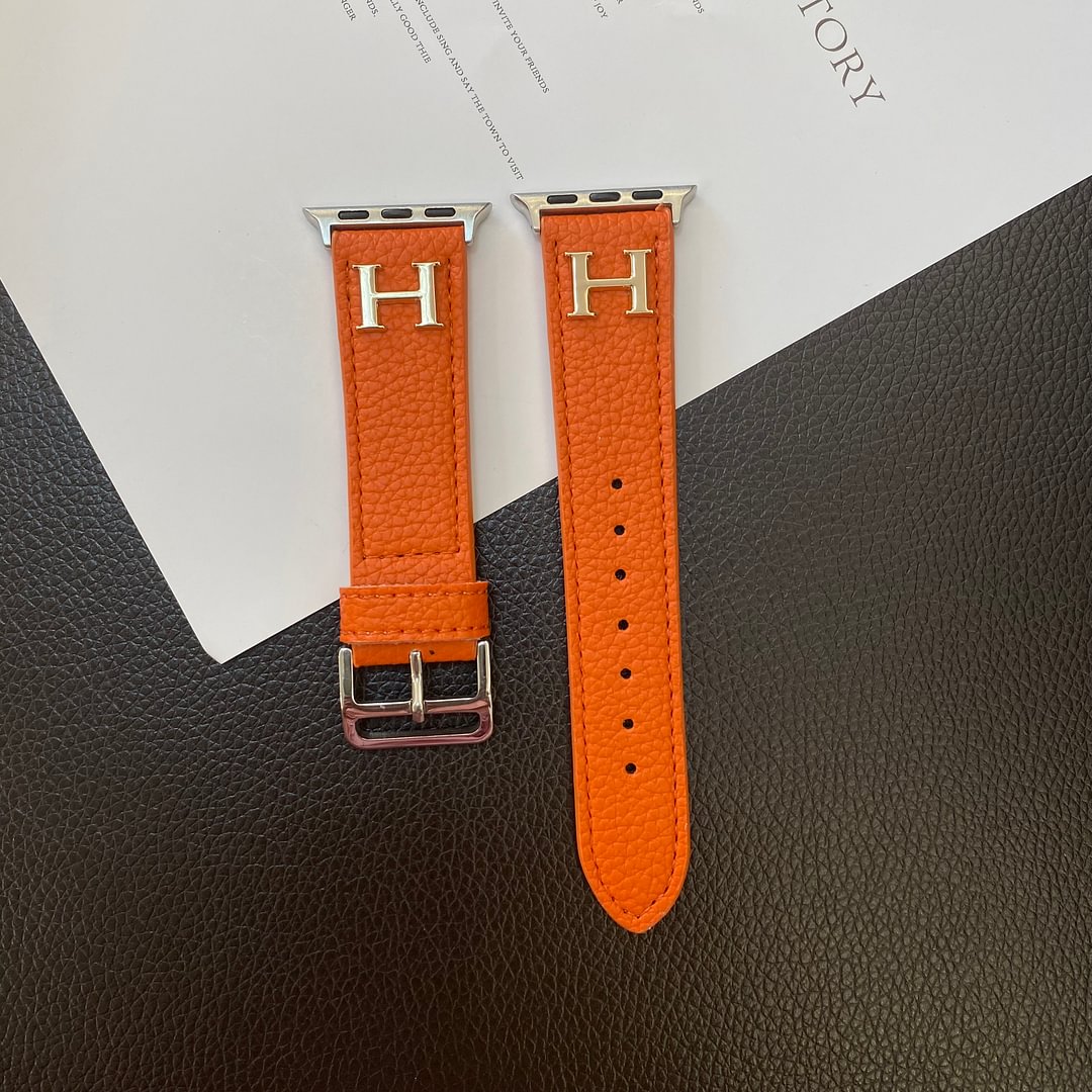 Hermès Hermes H Genuine Lychee Pattern Leather Apple Watch Strap ProCaseMall