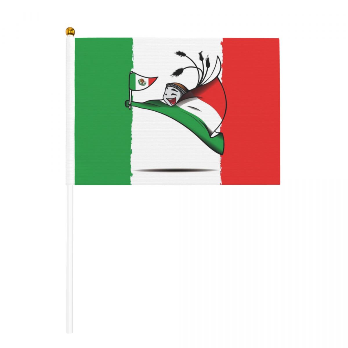 Mexico World Cup 2022 Mascot Hand Held Small Miniature Flags on Stick