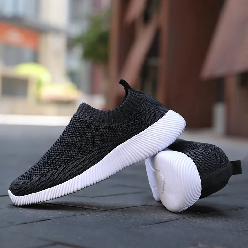 Plus Size 43 Breathable Mesh Platform Sneakers Women Slip on Soft Ladies Casual Running Shoes Woman Knit Sock Shoes Flats