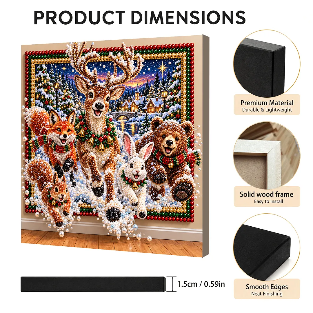 Framed Pearl Painting Kit Sparkling Forest Animals 11.81x11.81in