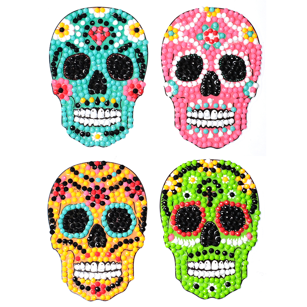 

4pcs Color Skulls - 5D DIY Craft Sticker, 501 Original