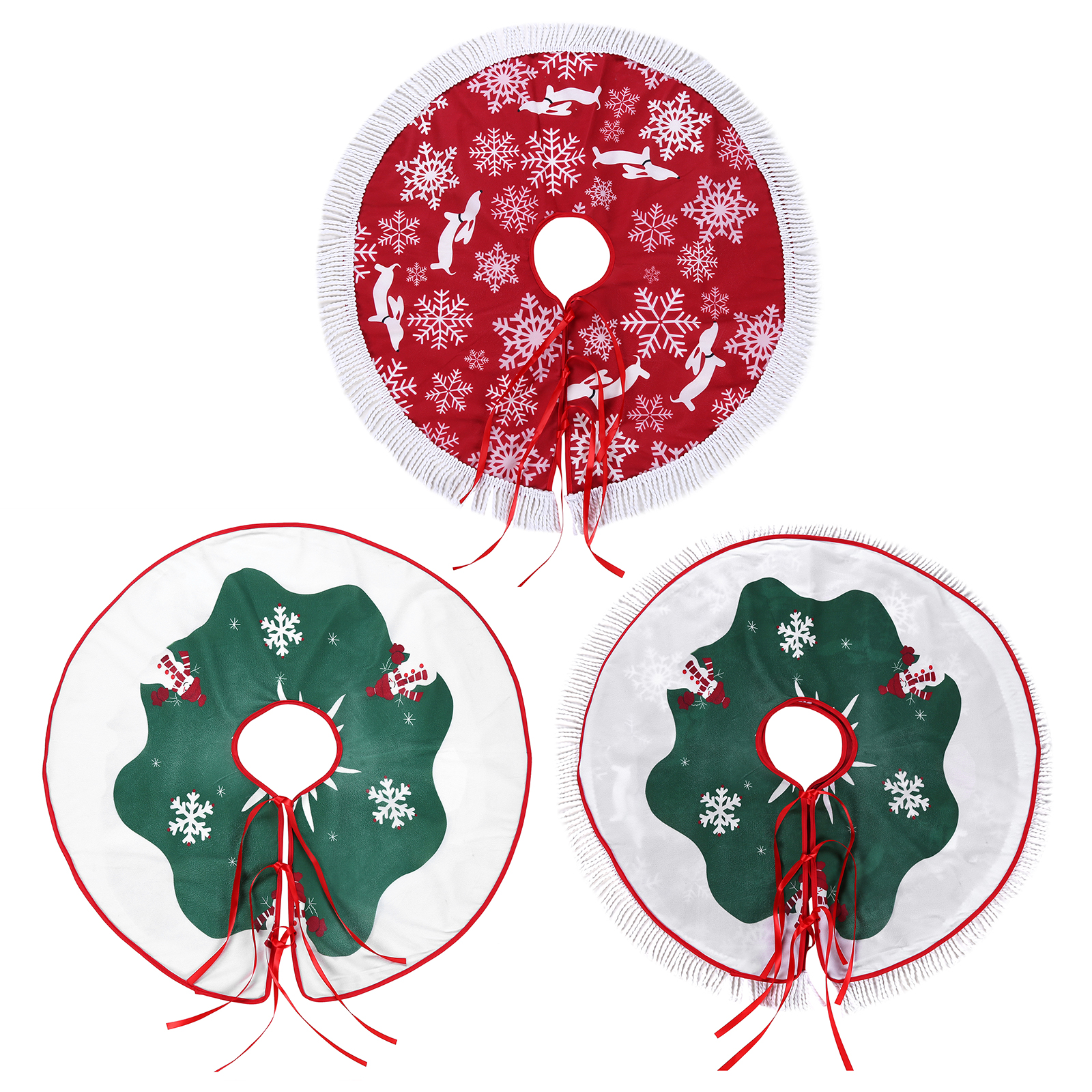 

36 inch Christmas Xmas Tree Skirt Snowflake Santa Claus Floor Carpet Rug, 501 Original