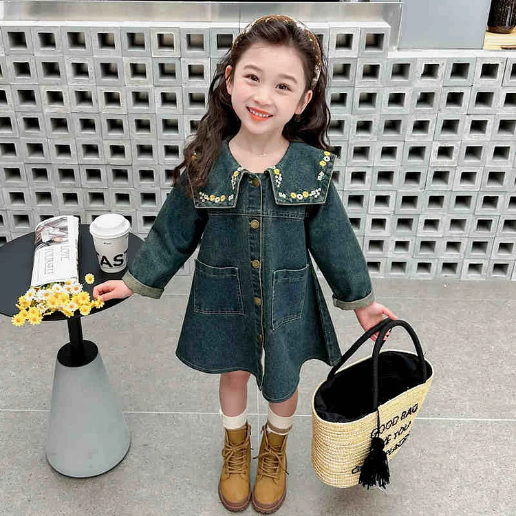 新作 花 長袖 合わせやすい 切り替え 女の子 キッズ 服 おすすめ ワンピース