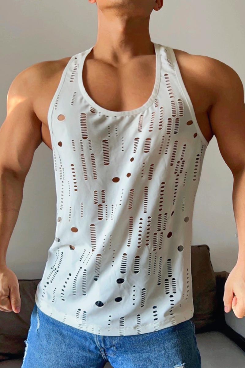 Ciciful Ripped Hollow Out Stretchy Slim-Fit Tank Top