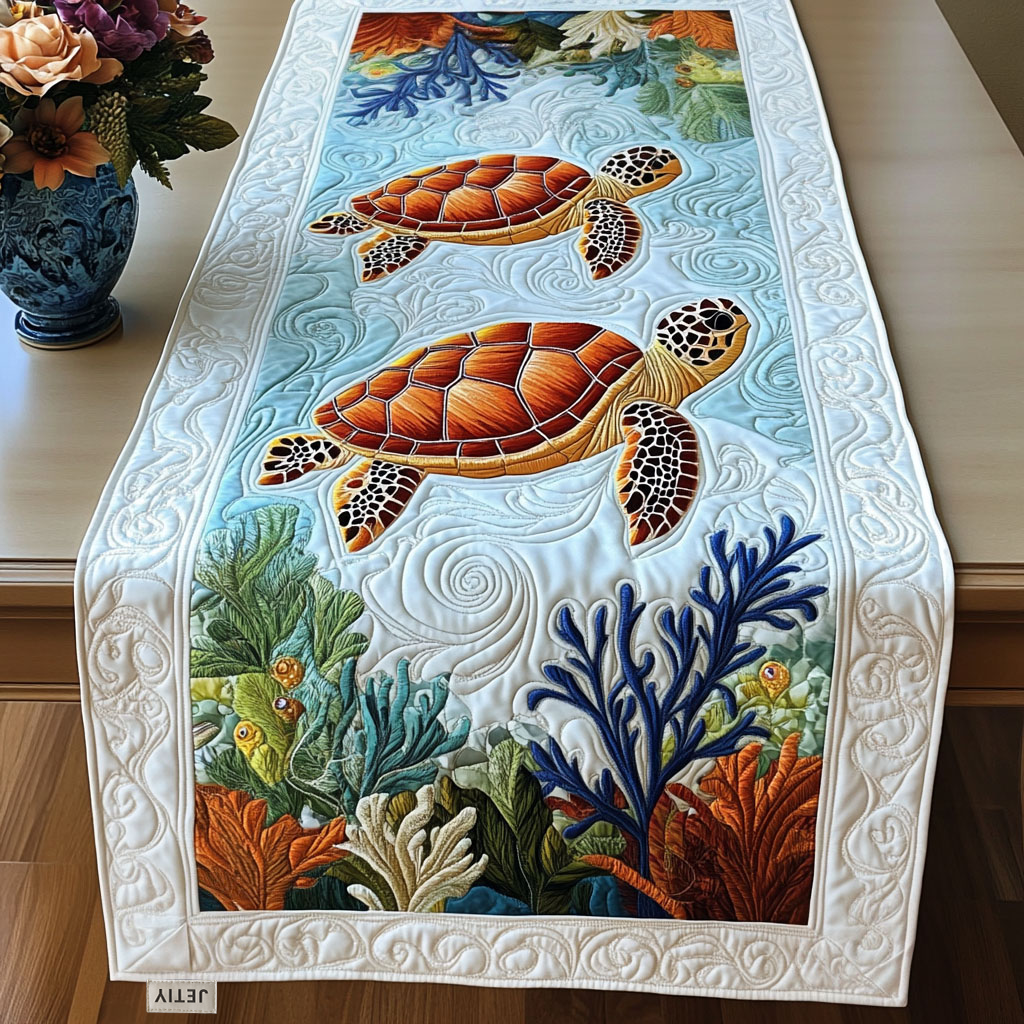 Aqua Nomad Quilted Table Runner NCU0NT2566