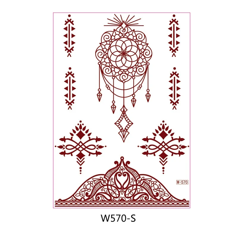 Waterproof Temporary Tattoo Sticker Chest Lace Henna Mandala wedding Flash Tattoos Flower Body Art Arm Fake Tatoo Women Men