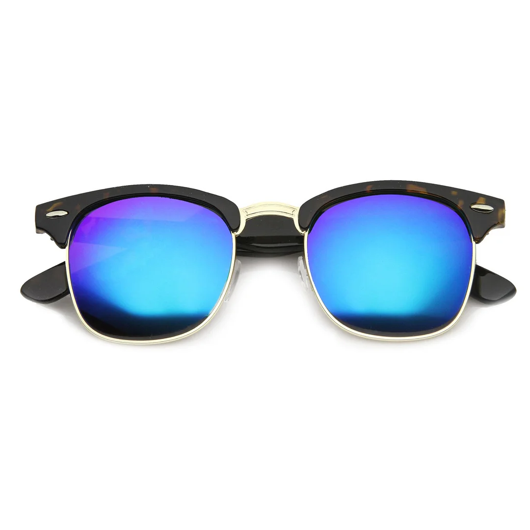 Premium Half Frame Colored Mirror Lens Horn Rimmed glasses 50mm