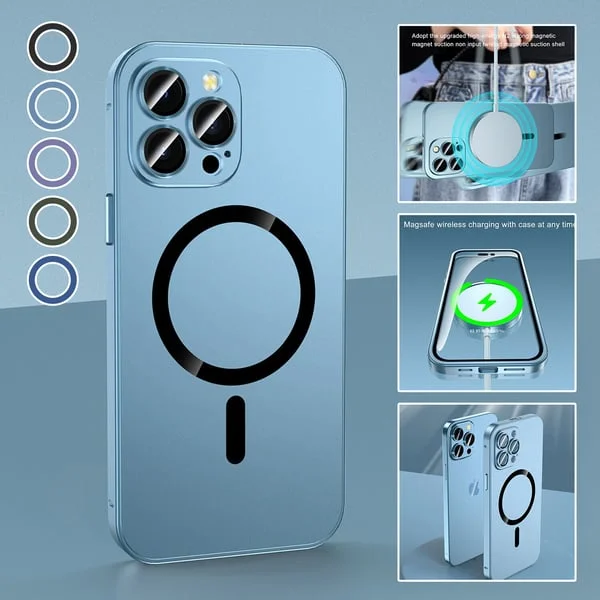 Ładowanie magnetyczne Aluminiowy metalowy zderzak Matowa obudowa do iPhone'a