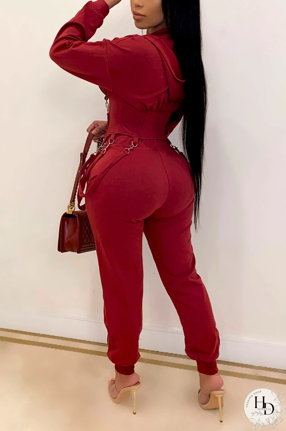 Army Green Casual Solid Split Joint Draw String Hooded Collar Long Sleeve Two Pieces