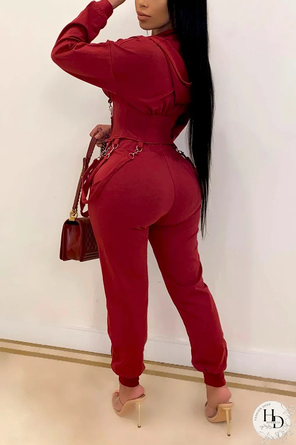 Army Green Casual Solid Split Joint Draw String Hooded Collar Long Sleeve Two Pieces