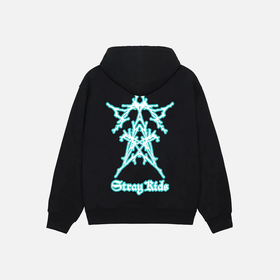 Stray Kids Dominate World Zip Hoodie – Black | SKZ Logo