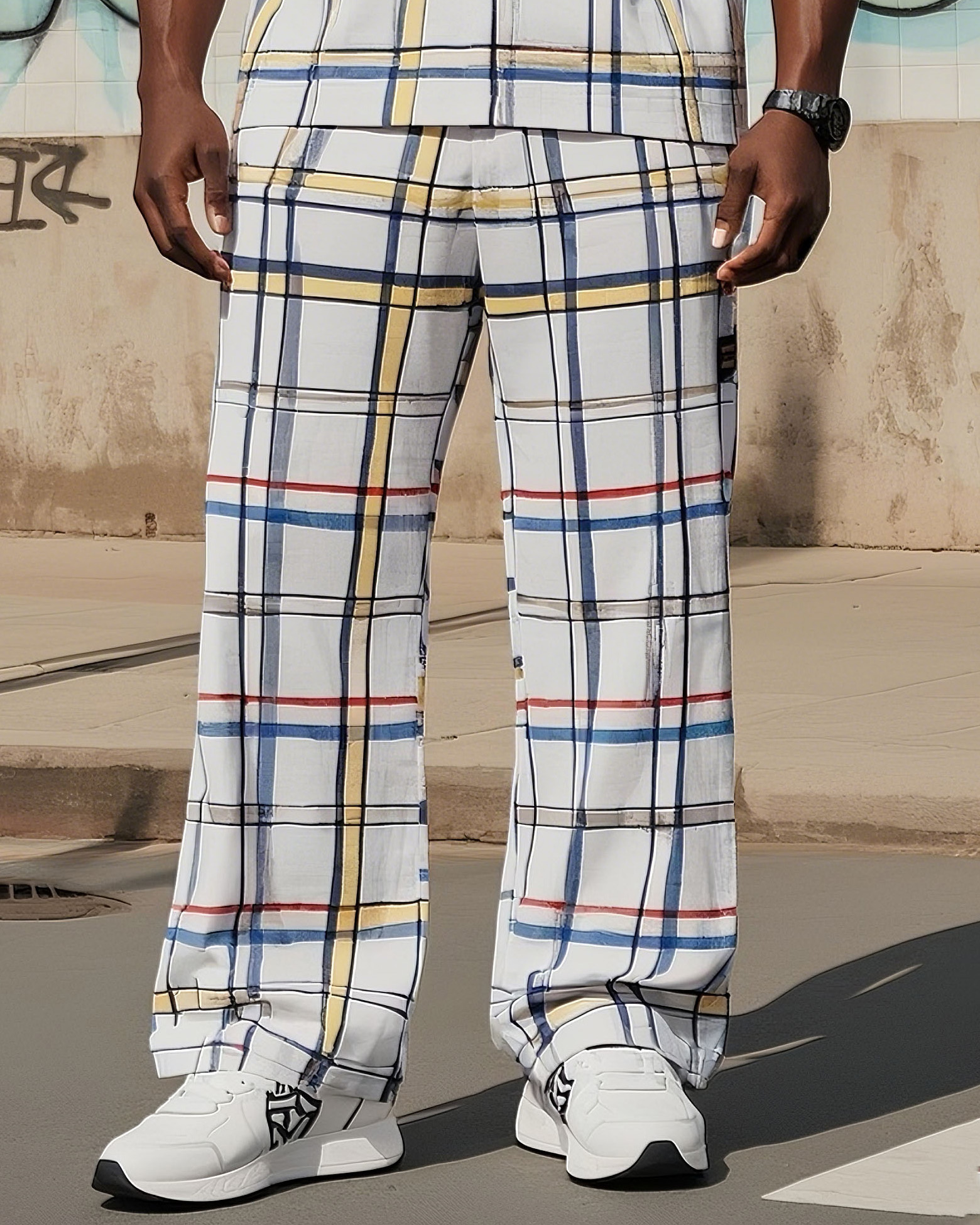 Big Boy Street Fashion Plaid Creative Vest Trousers Suit