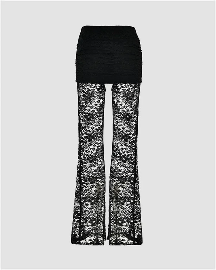 Perspective Lace Flare Pants