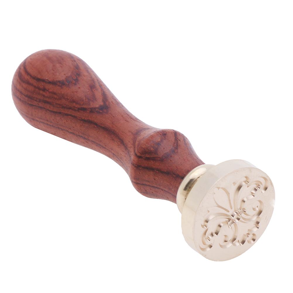 Retro Lily Pattern Rosewood Handle Sealing Wax Seal Stamp Post Decorative