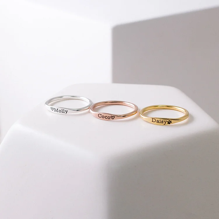 Custom Delicate Stacking Ring Personalized Gift for Mom, Pet Lover Jewelry