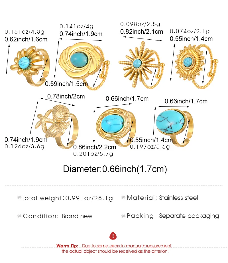 Turquoise/Tiger Eye Gold-Plated Open End Ring