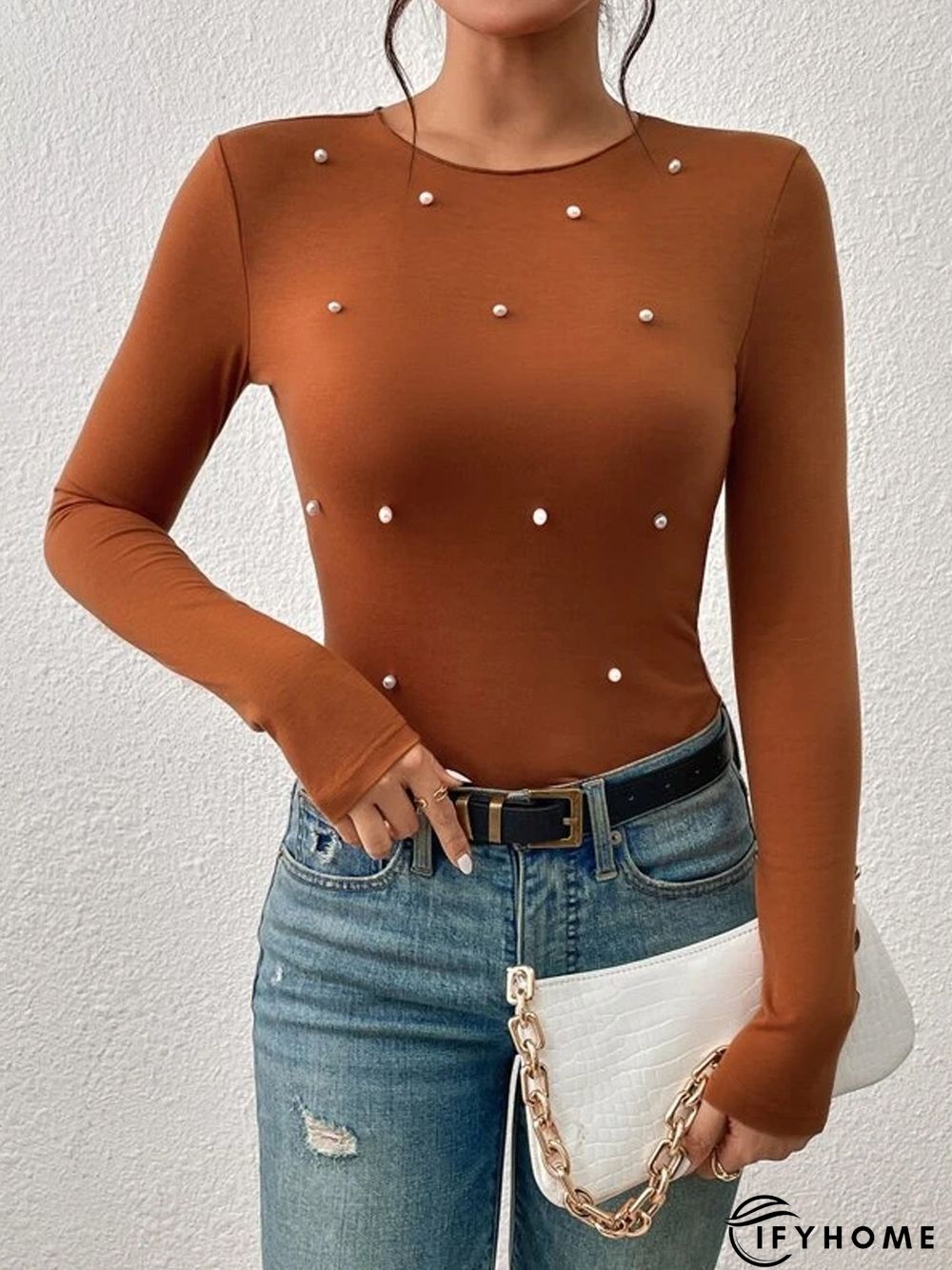 Casual Beaded T-Shirt | IFYHOME