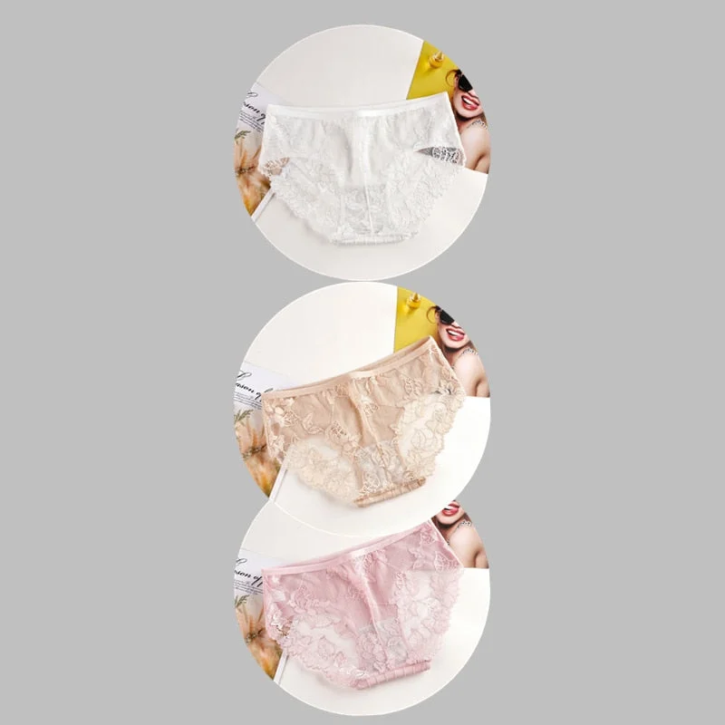 Fashion Sexy Comfortable Lace Panties Cotton Patchwork Panties Underpants Solid Shorts Sexy Underwear Cutout Underwear Ladies
