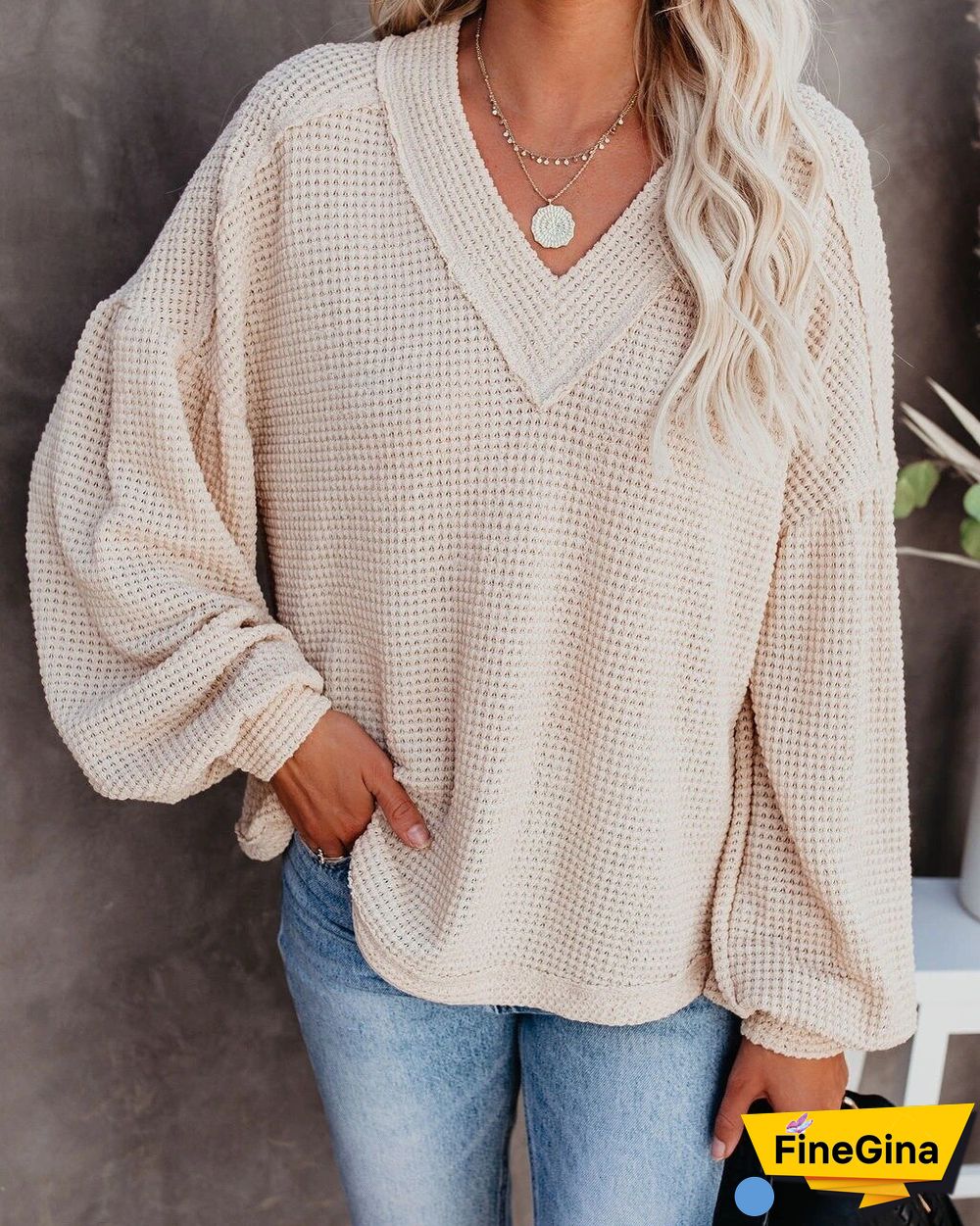 Ladies Sweater V Neck Knitted Pullovers Autumn Winter Lantern Sleeve Solid Warm Halloween Sweaters Loose Women's Jumper