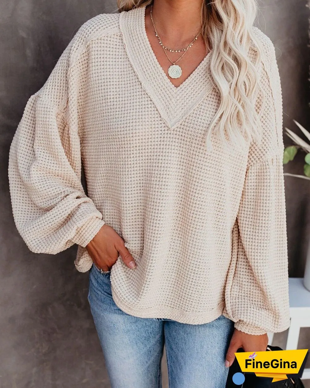 Ladies Sweater V Neck Knitted Pullovers Autumn Winter Lantern Sleeve Solid Warm Halloween Sweaters Loose Women's Jumper