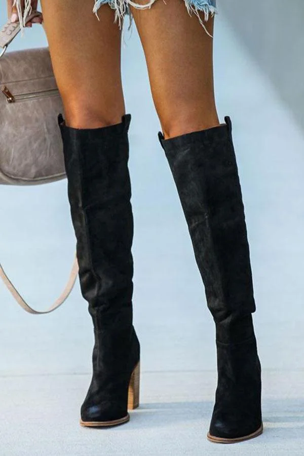 Solid Color Classic Suede Boots
