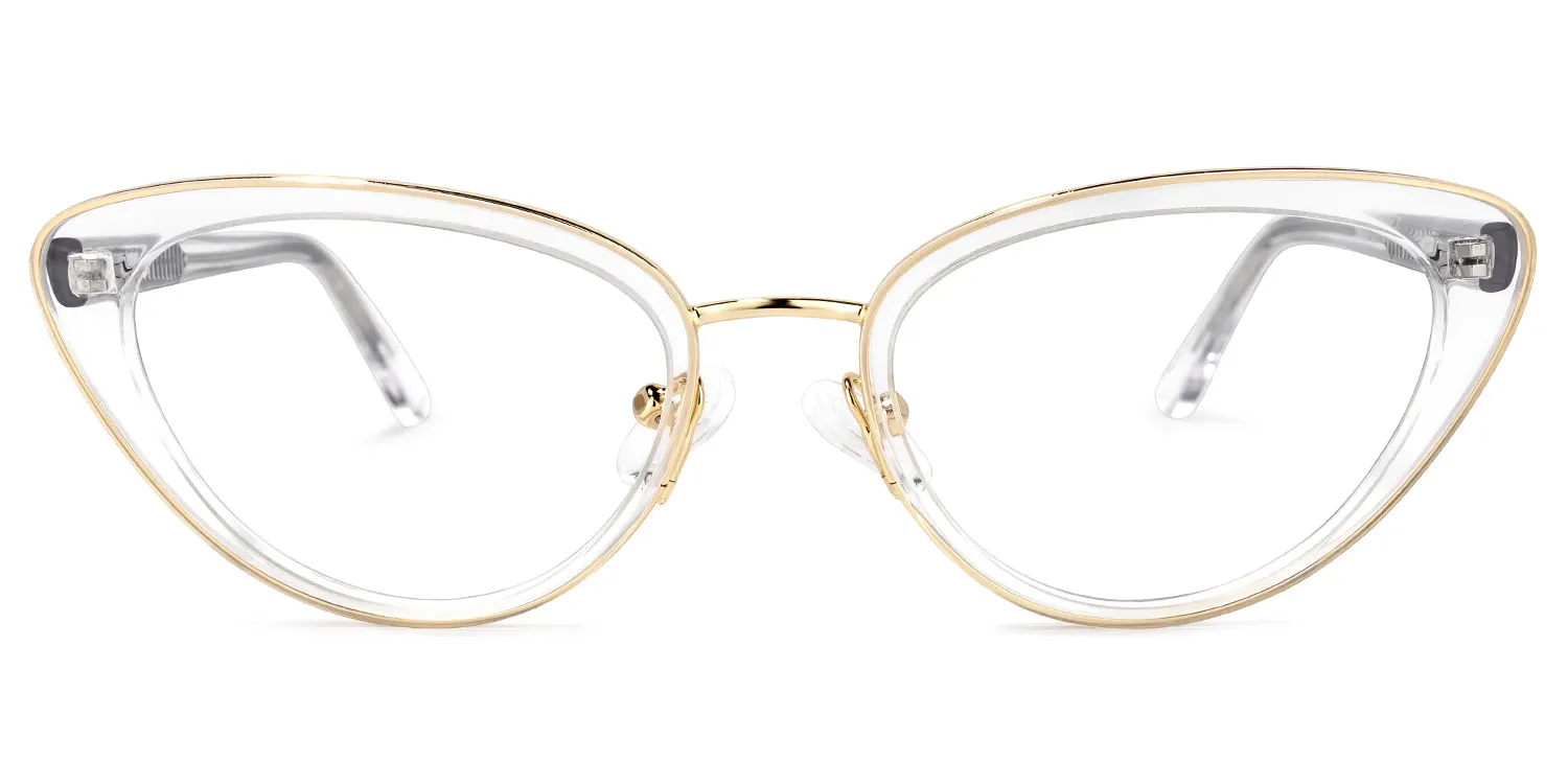 Cosme Gold Kristall Cateye Brille  Gold