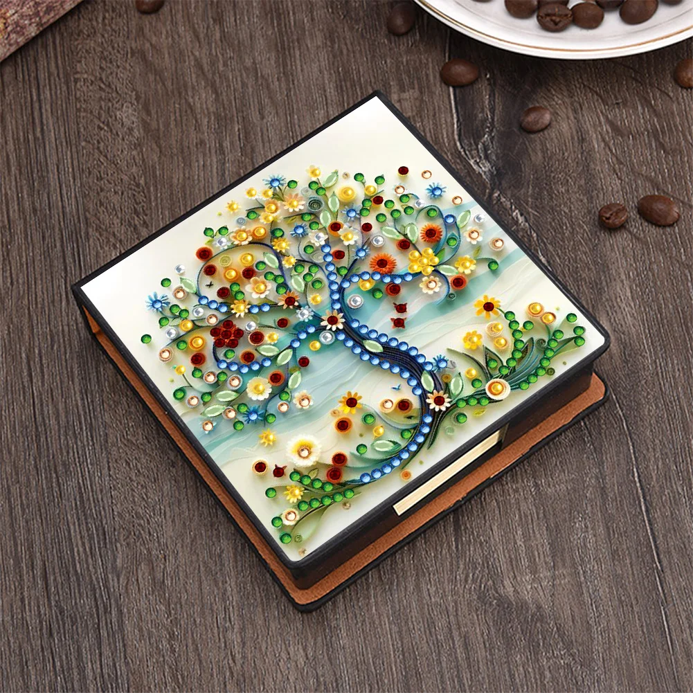 PU 5D Diamond Painting Kit Note Box DIY Diamond Art Notepad Box (Tree B)