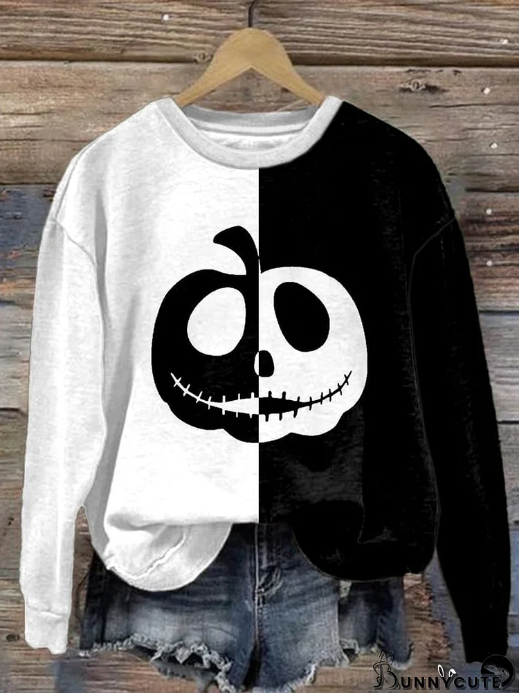 Women's Halloween Print Crewneck Sweatshirt