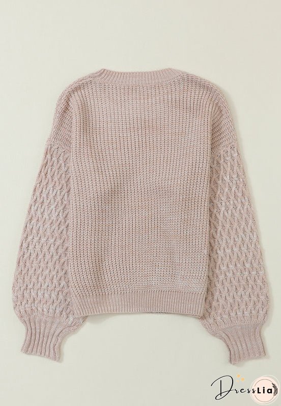 Cable-Knit Round Neck Dropped Shoulder Sweater