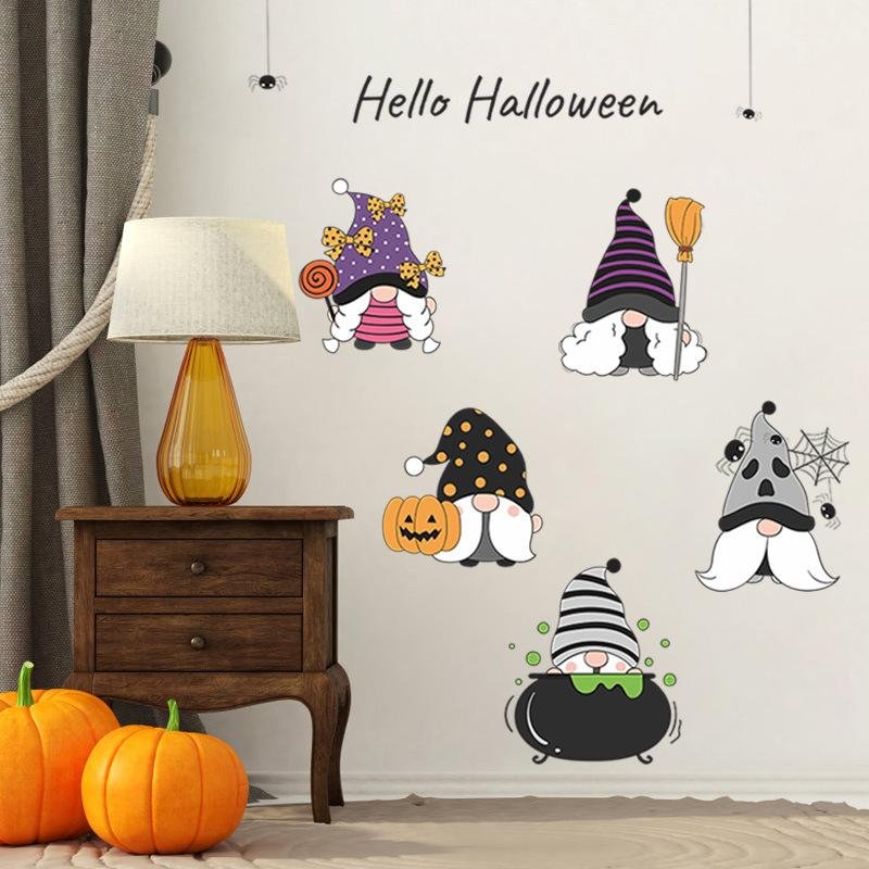 Halloween014 Cartoon Old Man Pumpkin Party Halloween Atmosphere Wall Sticker
