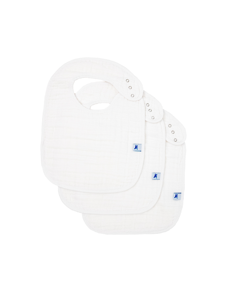 Cotton Muslin Classic Bib 3 Pack - White