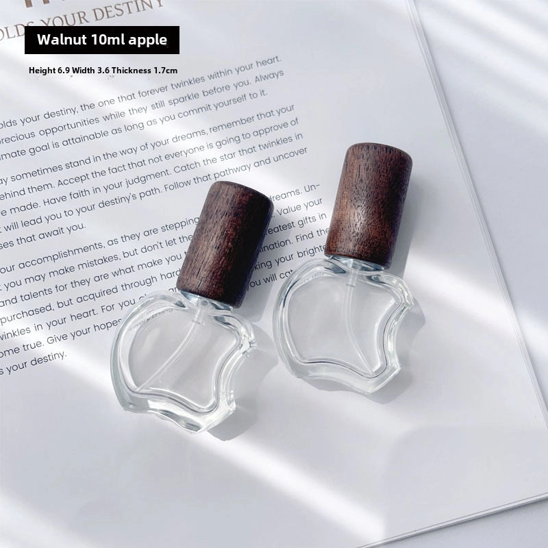 Perfume Sub-bottle High-end Portable 10 Ml Small Sample Bottle Press Bottle Glass Spray Replacement Bottle Wooden Lid Empty Bottle